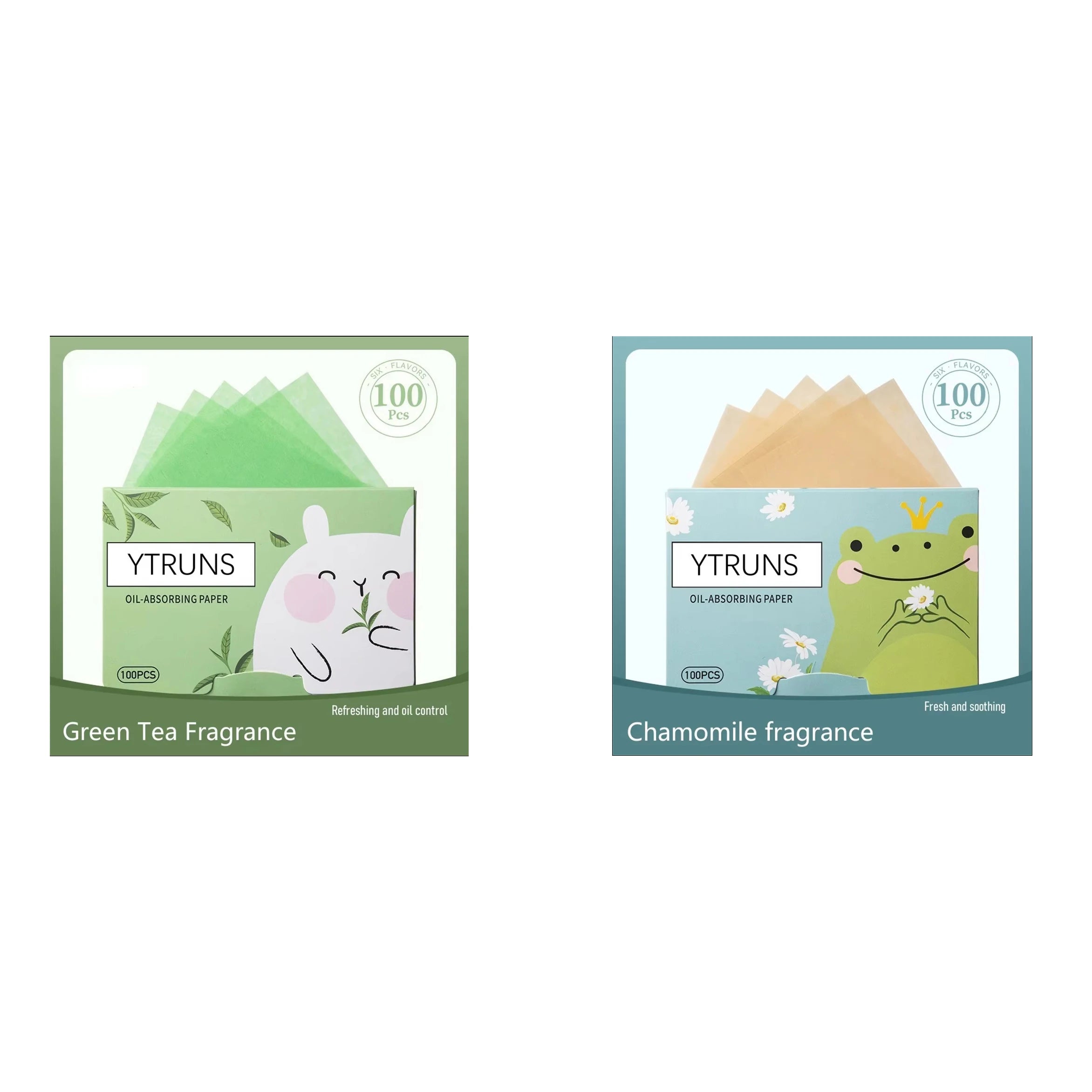 Green Tea/Gardenia/Chamomile/Lavender/Rose/Bamboo Charcoal 100pcs Boxed Fragrance Oil Absorbing Paper for Men and Women Face Oil