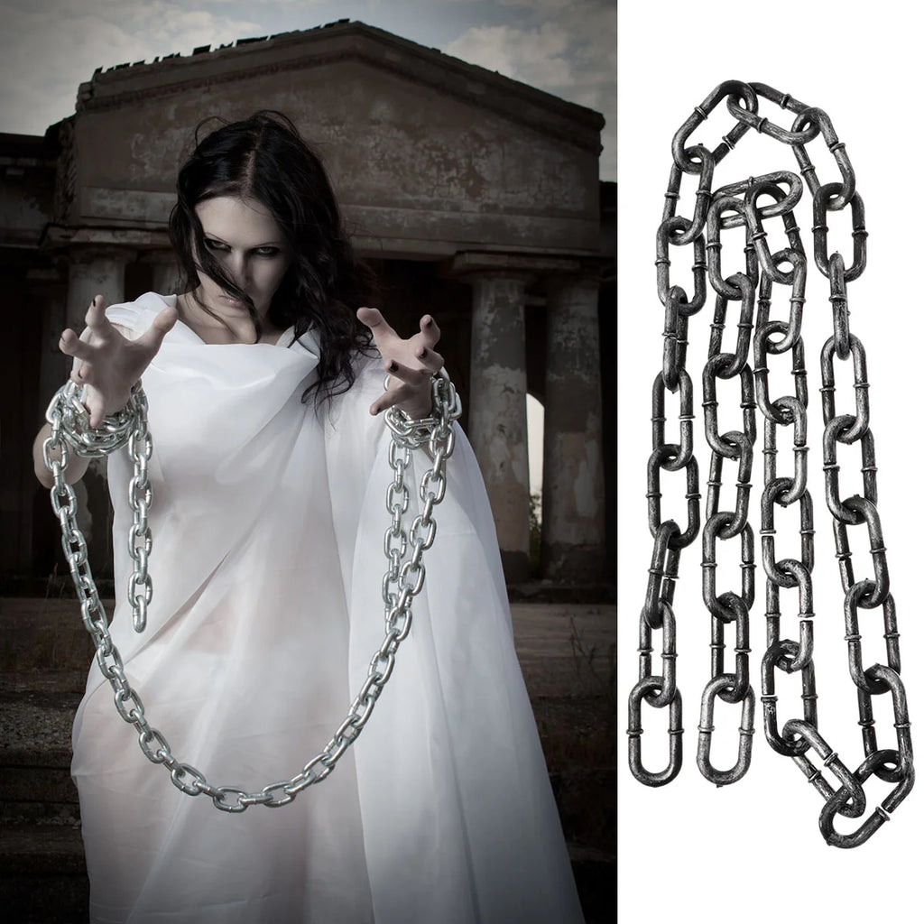 Halloween Simulation Iron Chain Prop Decorate Chain for Halloween Party Men Women Fashion Jewelry Necklace Basic Punk Style deco