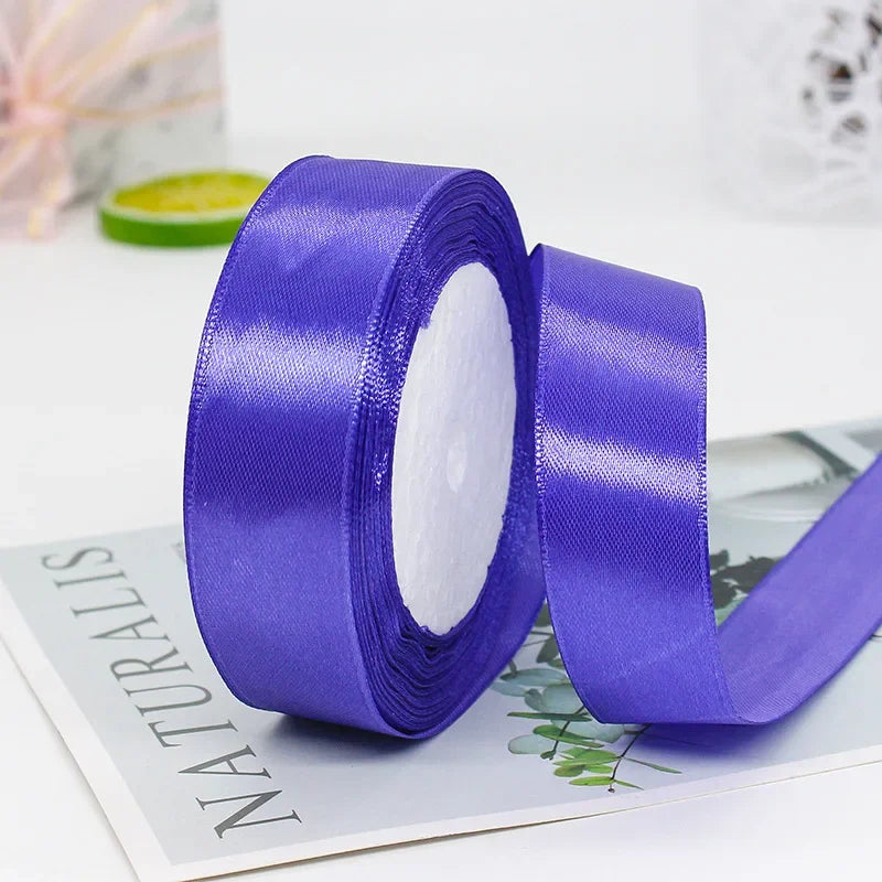 22meters 6mm-40cm Satin Ribbons Crafts Bow DIY Gift Wrap Wine Red Orange Yellow Green Blue Purple Black Gray Gold White Ribbons