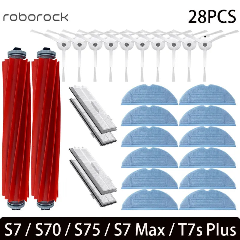 For Roborock S7 S70 S7Max T7S T7S Plus Main Brush Hepa Filter Mop Pad Spare Parts Vacuum Cleaner Accessories