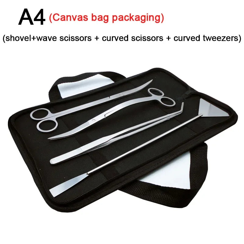 Aquarium Tools Set Scissor Tweezers Plants Wave Scissors Grass Stainless Cleaning Tools Fish Tank Shovels Aquarium Accessories