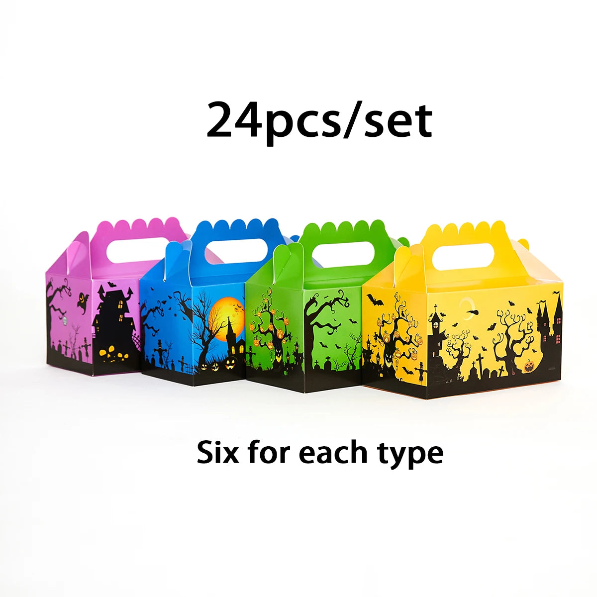 4/24 pcs Halloween hand-held cake box gift packaging box, party baking packaging supplies, holiday supplies