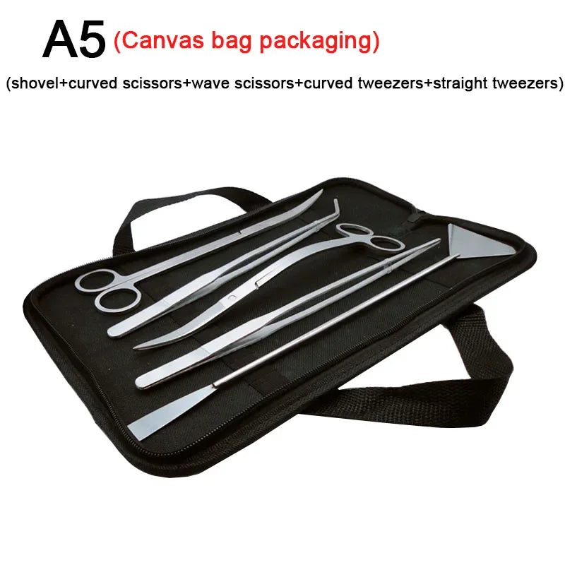Aquarium Tools Set Scissor Tweezers Plants Wave Scissors Grass Stainless Cleaning Tools Fish Tank Shovels Aquarium Accessories
