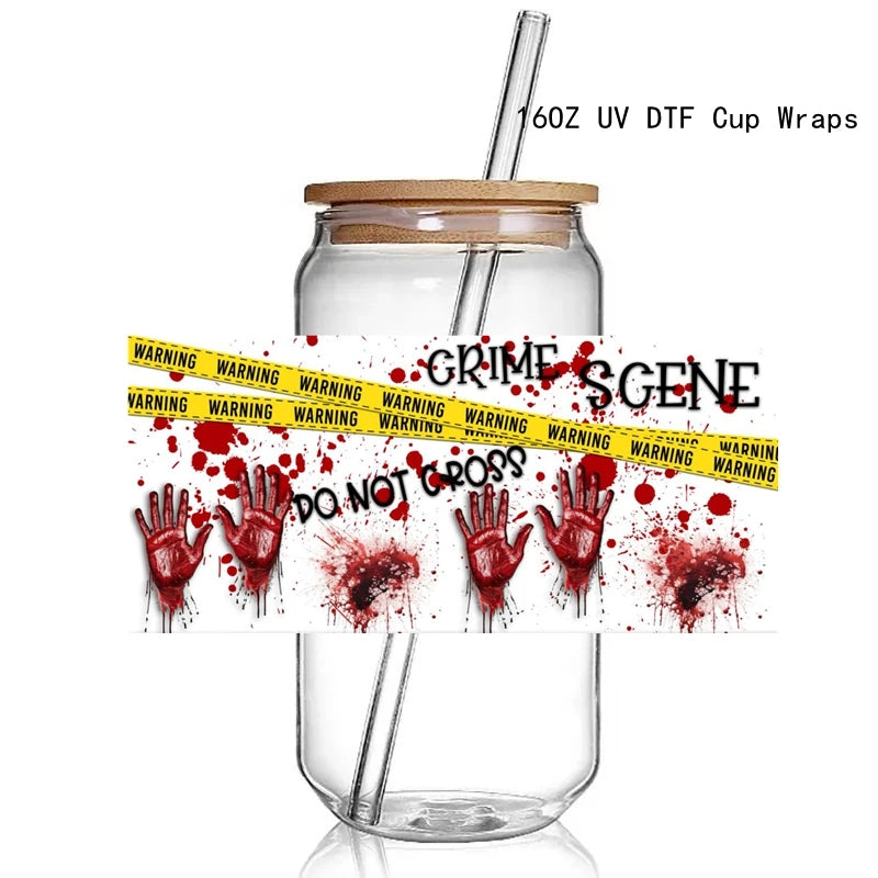 9+ Halloween True Crime 3D UV DTF Cup Wrap Transfers Horrible Ghost Face Murder Shows UV Cup Wrap  Stickers Waterproof Logo  DIY