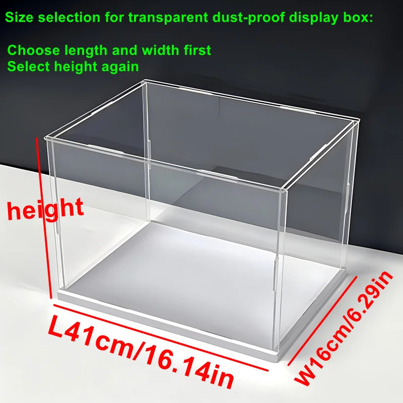 Clear Self-Assembly Acrylic Display Case Acrylic display box Transparent Dust Proof Protection Showcase with White base