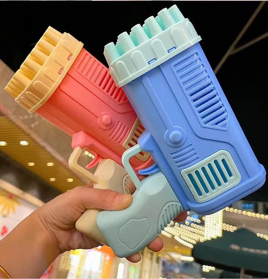 32 holes bubble gun toy  electric bubble machine rocket launcher shaped porous bubble machine without bubble water and battery