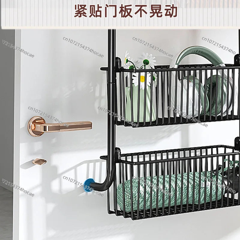 Door Food Pantry Metal Storage Box Adjustable Cabinet Door Storage Rack Bathroom Door Rear Finishing Hanger