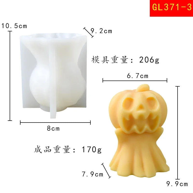 DIY Ghost Pumpkin Skull Candle Silicone Mold 3D Skull Pumpkin Doll Crafts Plaster Resin Concrete Soap Candle Mold Halloween Gift