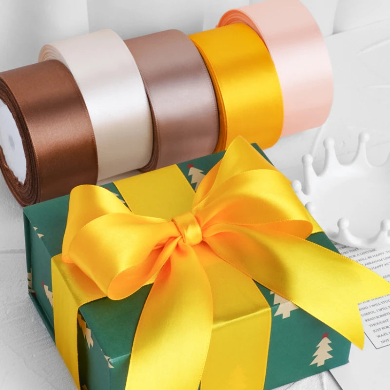 22meters 6mm-40cm Satin Ribbons Crafts Bow DIY Gift Wrap Wine Red Orange Yellow Green Blue Purple Black Gray Gold White Ribbons