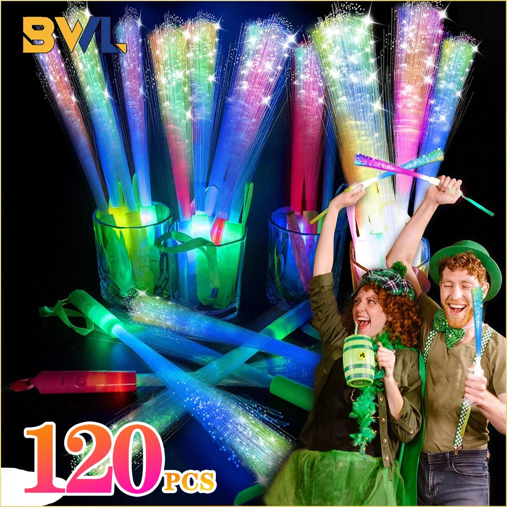 120PCS LED Glow Sticks Night Lighting Fiber Optic Birthdays Weddings Dark Parties Concerts Christmas Halloween Lighting Props