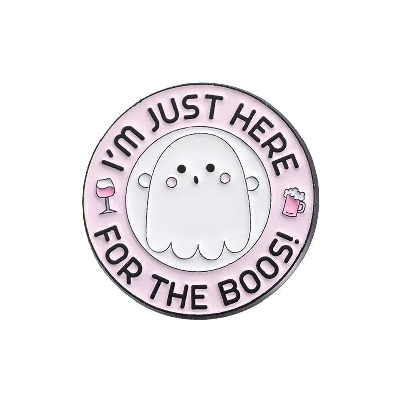 Cartoon Sunglasses Ghost Collected Enamel Pin Funny Spooky Boo With Black Cat Brooch Clothes Lapel Badge Halloween Jewelry Gifts