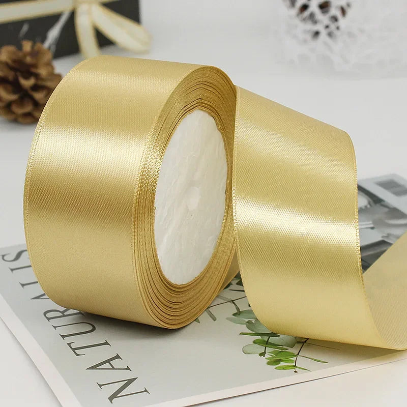 22meters 6mm-40cm Satin Ribbons Crafts Bow DIY Gift Wrap Wine Red Orange Yellow Green Blue Purple Black Gray Gold White Ribbons