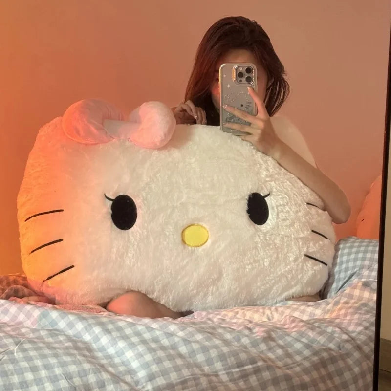 Sanrio Big Size Hello Kitty Back Cushion Stuffed Anime Sofa Bed White Cat Pillow Cuddly Plushies Washable Home Decor Gifts Girl