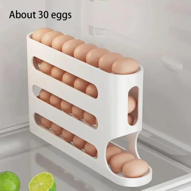 Multi-Tier High-Capacity Automatic Slide-Down Egg Holder Refrigerator Side Egg Storage Tray Kitchen Egg Storage Tray