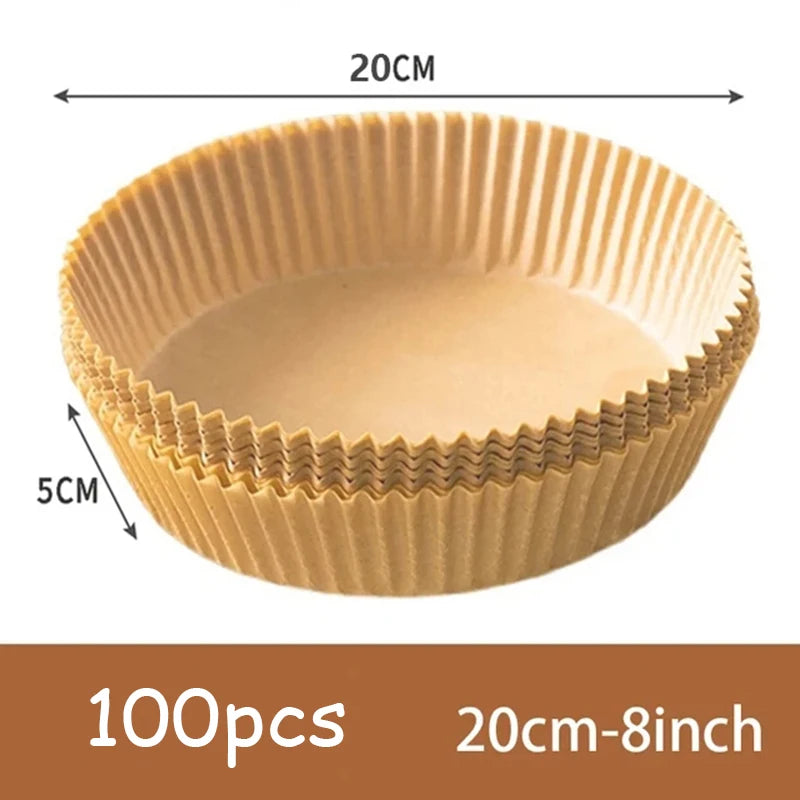 50Pcs Air Fryer Disposable Paper Non-Stick Airfryer Baking Papers Round Air-Fryer Paper Liners Paper Kitchen Accessories