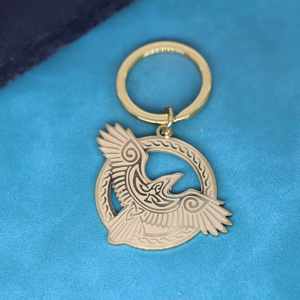 Nedar Norse Viking Key Chain Raven Magpie Crow Bird Eagle Keyring Amulet Stainless Steel Pendant Keychain Halloween Gift Jewelry