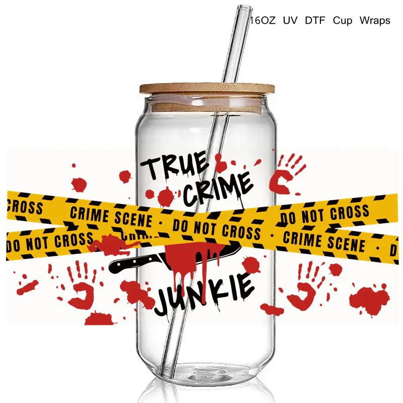 9+ Halloween True Crime 3D UV DTF Cup Wrap Transfers Horrible Ghost Face Murder Shows UV Cup Wrap  Stickers Waterproof Logo  DIY
