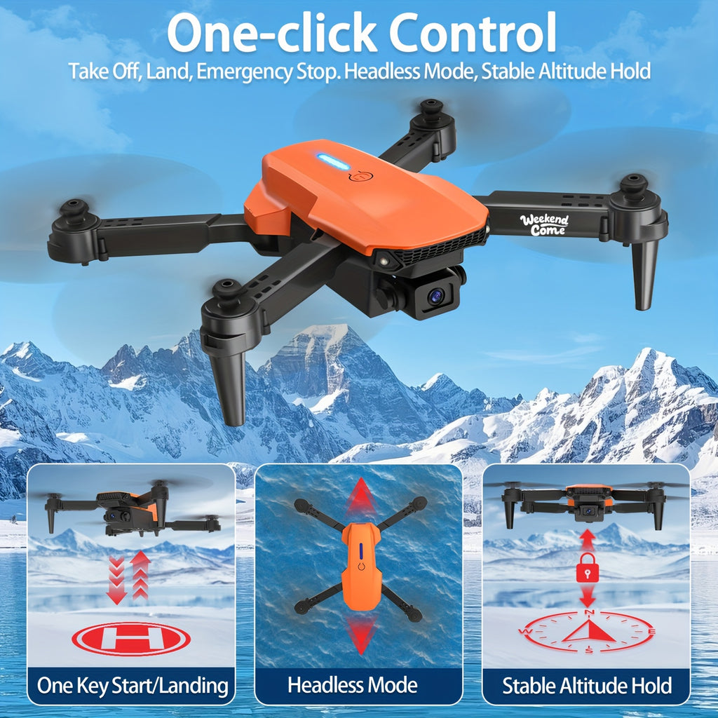 E88/E99 Black/Orange Drone With Camera, Foldable Rc Drone With APP Control, S2S Black Drone With Camera, Real-time Video Remote Control Quadcopter, Comes With 2 Batteries, Birthday Gift Indoor And Outdoor Drone Aircraft, Chri