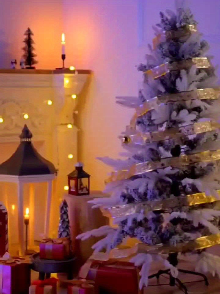 1pc 39.37/118.11/196.85/393.7inch Golden Christmas Ribbon Fairy Lights - Elegant ribbon shaped garland decoration with warm glow ( - Suitable for indoor Christmas trees, stairs, garlands, parties - Durable plastic holiday lig