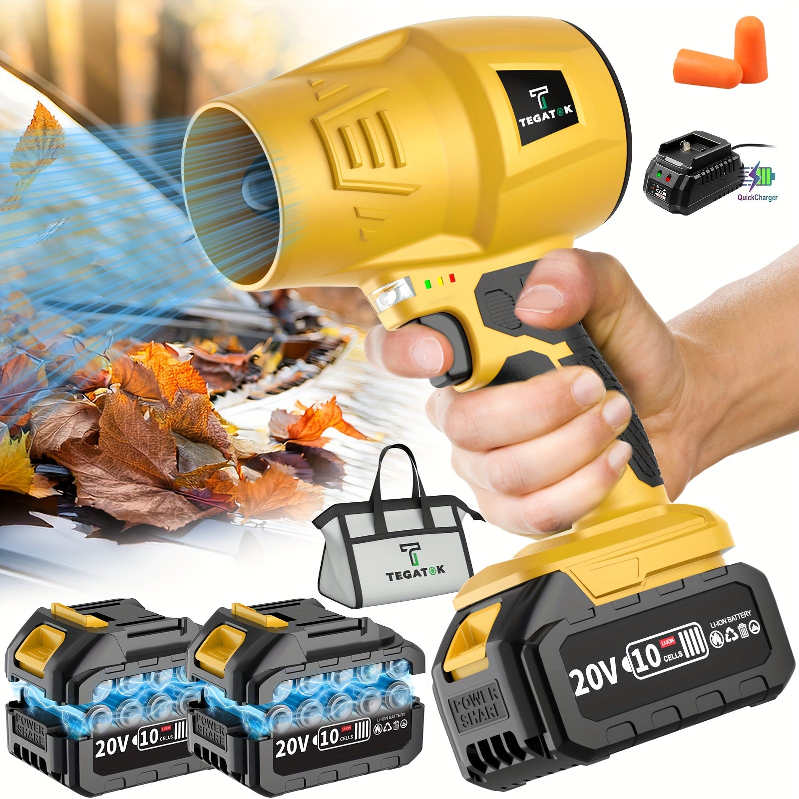 Turbo Jet Blower, 20000RPM Electric Cordless Leaf Blower, 20V 2.0/4.0AH Battery Jet Dry Blower, High Pressure Air Blower, Jet Blower Car Dryer, Hand Held Snow Blower, Home Outdoor, Blowing Leaves And Dust, Birthday Or Holiday