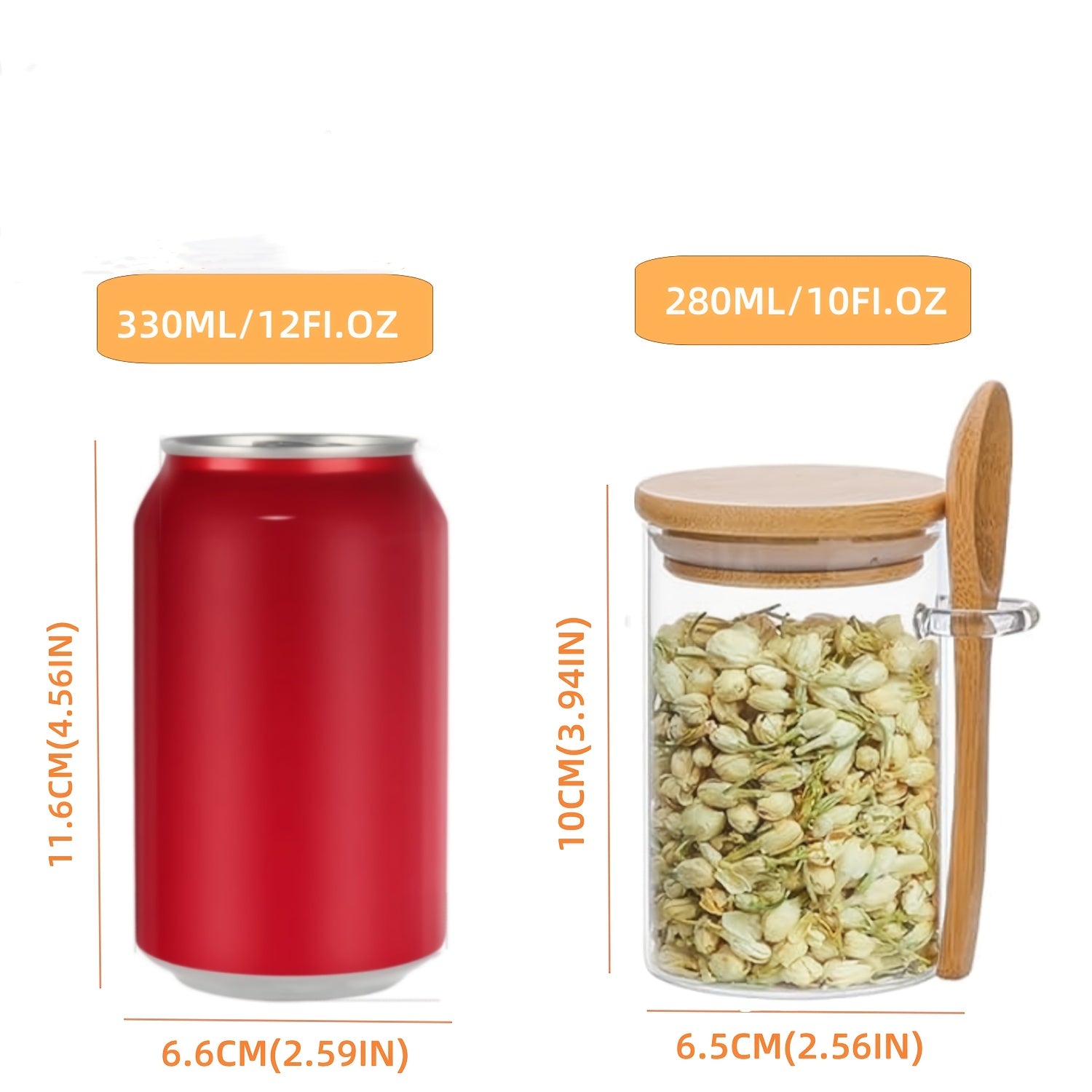 set of 12 10oz glass storage containers,food storage containers with lids,canisters sets for the kitchen,Suitable forspice containers,spice jars,flour container,candy jar,coffee canister,jars for kitchen storage