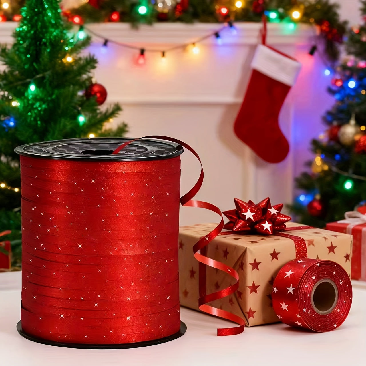 1pc 250 Yards Golden Glitter Ribbon Streamers - Mixed Color Plastic Ribbon for Gift Wrapping, Handicrafts, Wedding Party Decorations, Christmas, Halloween, Easter, Valentine'S Day, Graduation, Birthday, Anniversary, General U