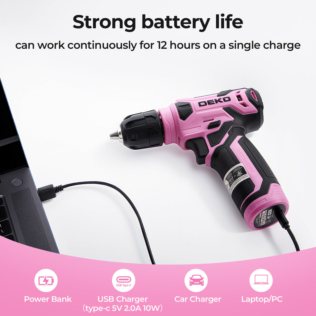 119PCS Power Tool Box Set With 8V Cordless Drill / Driver | Tape Measure | Wrench | Screwdriver and Utility Knife, All in One Hand Tools kit | Household Tool Set for Garden | DIY | Fall Home Decor | Outdoor Repairs | Summer C