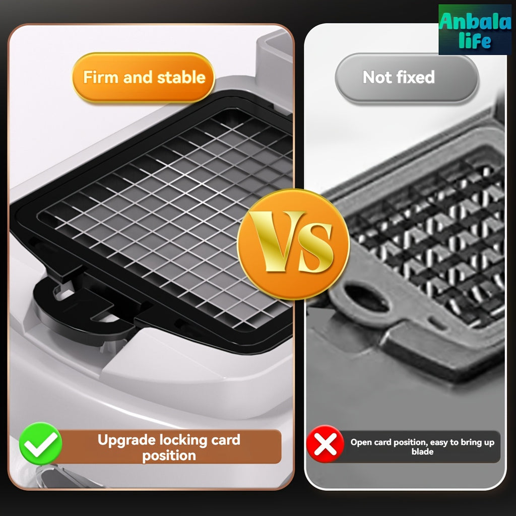 Anbala-14 1-in-1 Vegetable Chopper, Kitchen Gadgets, Vegetable Chopper, Food Chopper, Onion Chopper, Cucumber Slicer, Multifunctional Mandoline, with 7 Blades, Including Egg Separator and Finger Guards, Gray + White, French F