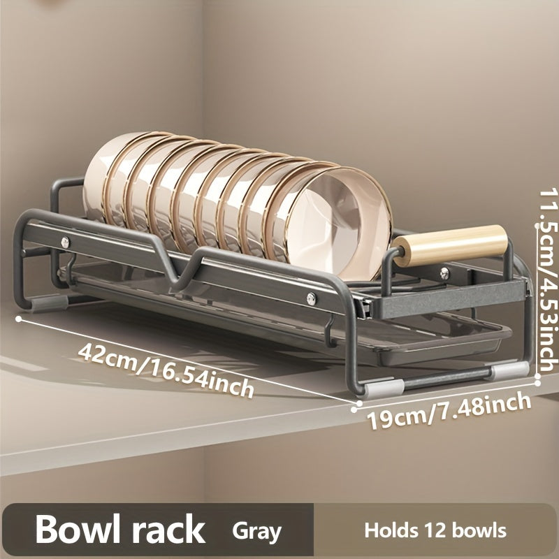 1pc Dish Rack, Countertop Single/double Layer Slide Out Dish Drying Rack, Large Capacity Durable Drawer Type Dish Storage Organizer, For Kitchen Countertop, Kitchen Organizers And Storage, Kitchen Accessories