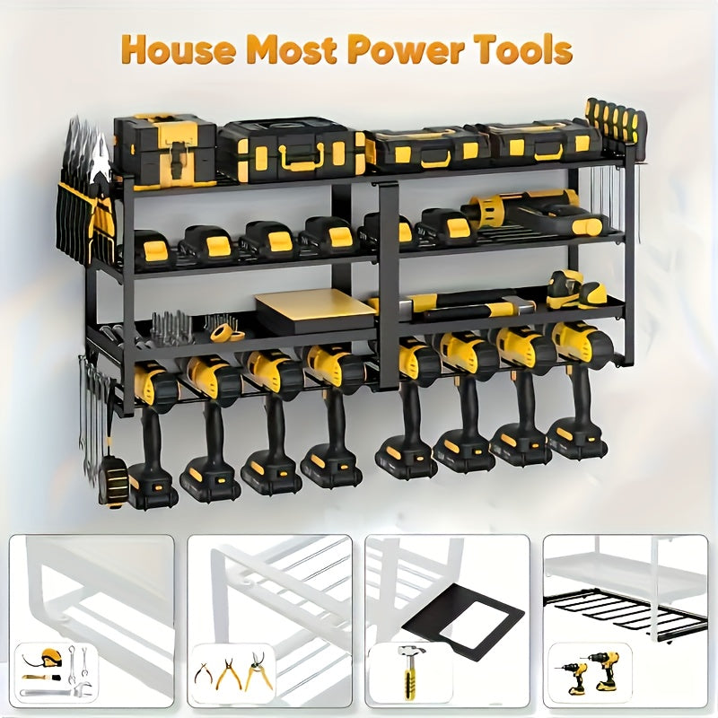 Power Tool Storage Rack With Charging Station, Tool And Storage Rack, Heavy-duty Metal Tool Rack, Electric Tool Storage Rack, Wall-mounted Drill Rack For Organization-New Year And Valentine'S Day Gifts, Suitable Gifts For Boy