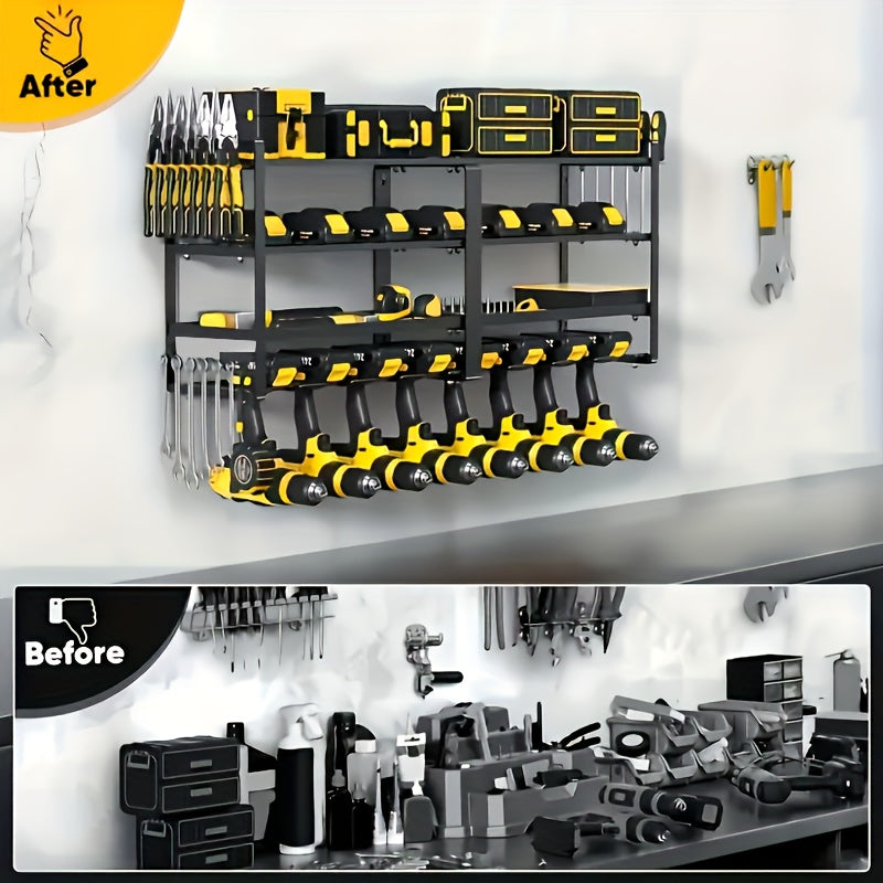 Power Tool Storage Rack With Charging Station, Tool And Storage Rack, Heavy-duty Metal Tool Rack, Electric Tool Storage Rack, Wall-mounted Drill Rack For Organization-New Year And Valentine'S Day Gifts, Suitable Gifts For Boy