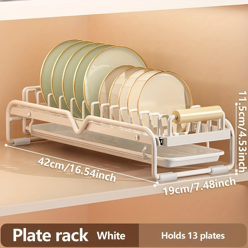 1pc Dish Rack, Countertop Single/double Layer Slide Out Dish Drying Rack, Large Capacity Durable Drawer Type Dish Storage Organizer, For Kitchen Countertop, Kitchen Organizers And Storage, Kitchen Accessories