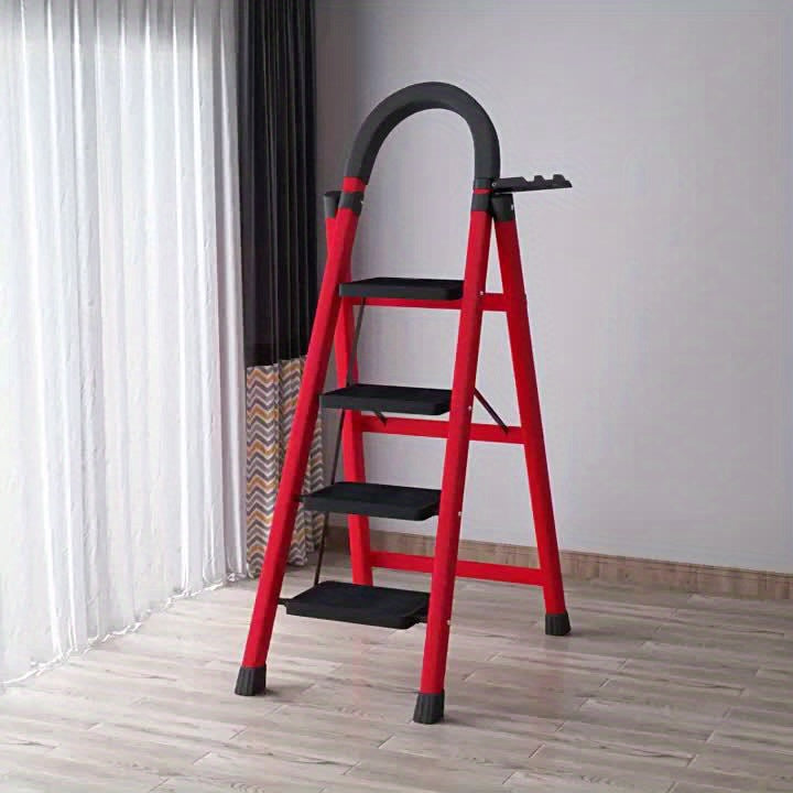 1 Heavy-duty 3/4/5-step Portable Folding Ladder, 500 Lbs Weight Capacity, Durable Plastic Folding Ladder With Non-slip Steps, Lightweight And Portable, Suitable For Both Household And Industrial Use