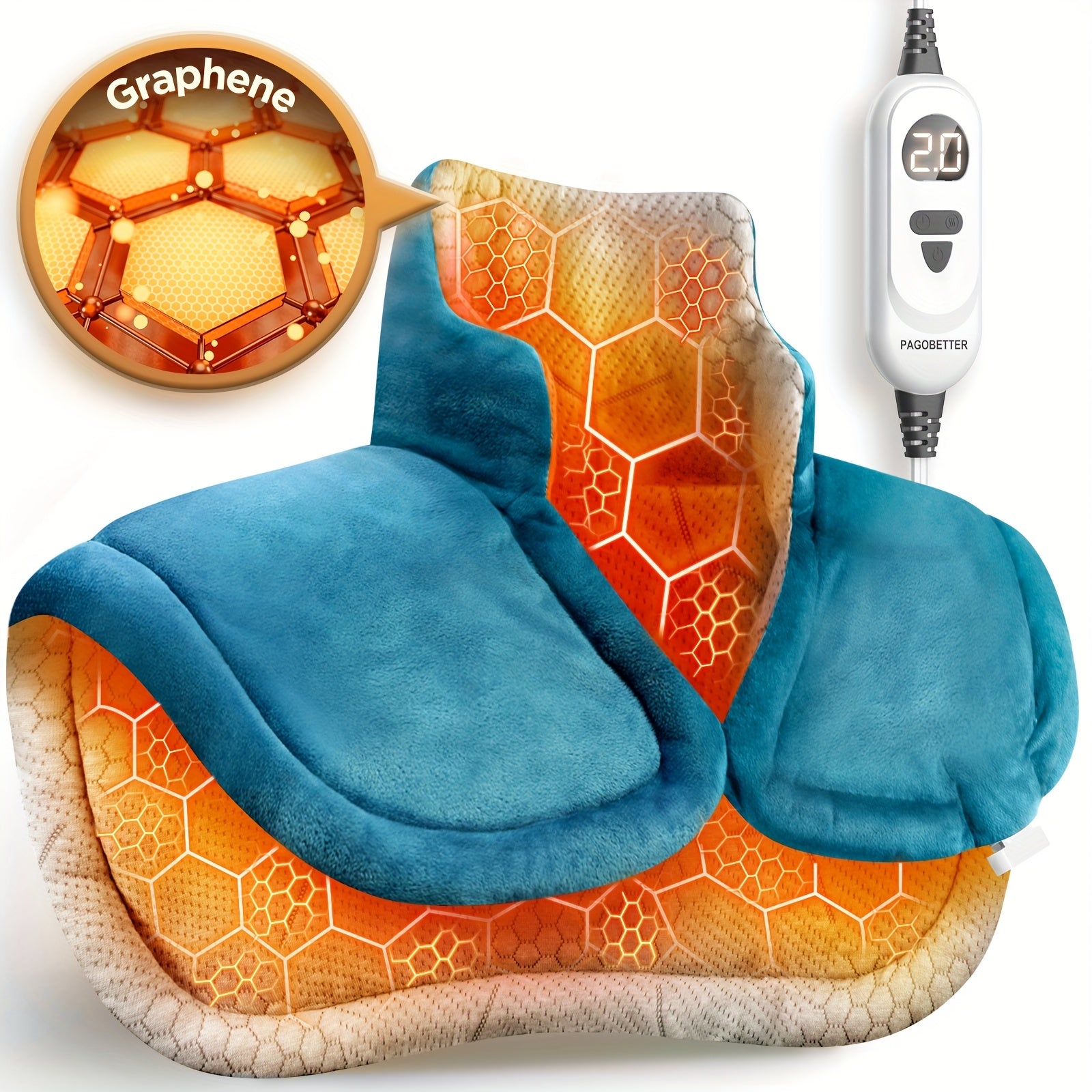 Graphene Heating Pad For Neck Shoulders Back, 3lb Weighted Electric Pad, Deep Heat With Precise Heating & Soft Flannel, 6 Heat Settings, 4 Timer Options, Auto Shut-Off, Machine Washable, 22"x18", Gifts For Women Men Mom Dad,