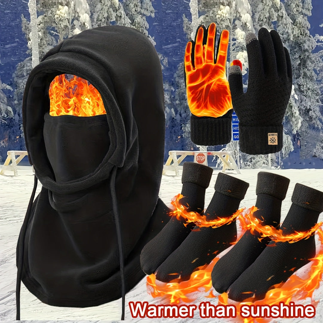 3pcs/4pcs Winter Hat, Head Cover, Neck Scarf, Gloves, Warm Socks Set