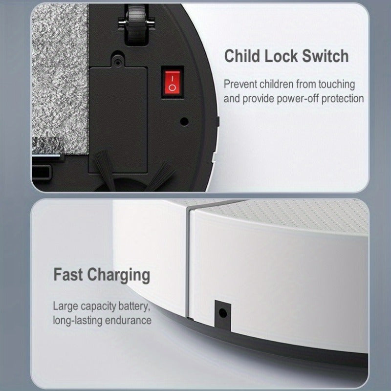 [Multi-Purpose Robot Vacuum] 3-in-1 Robot Vacuum Cleaner | Tangle-Free Suction, Automatic Self-Charging, Multi-Purpose for Floor Cleaning, Pet Hair, Paper & Garbage - Fast Charging, Powerful Cleaning, USB Powered, Vacuum Clea