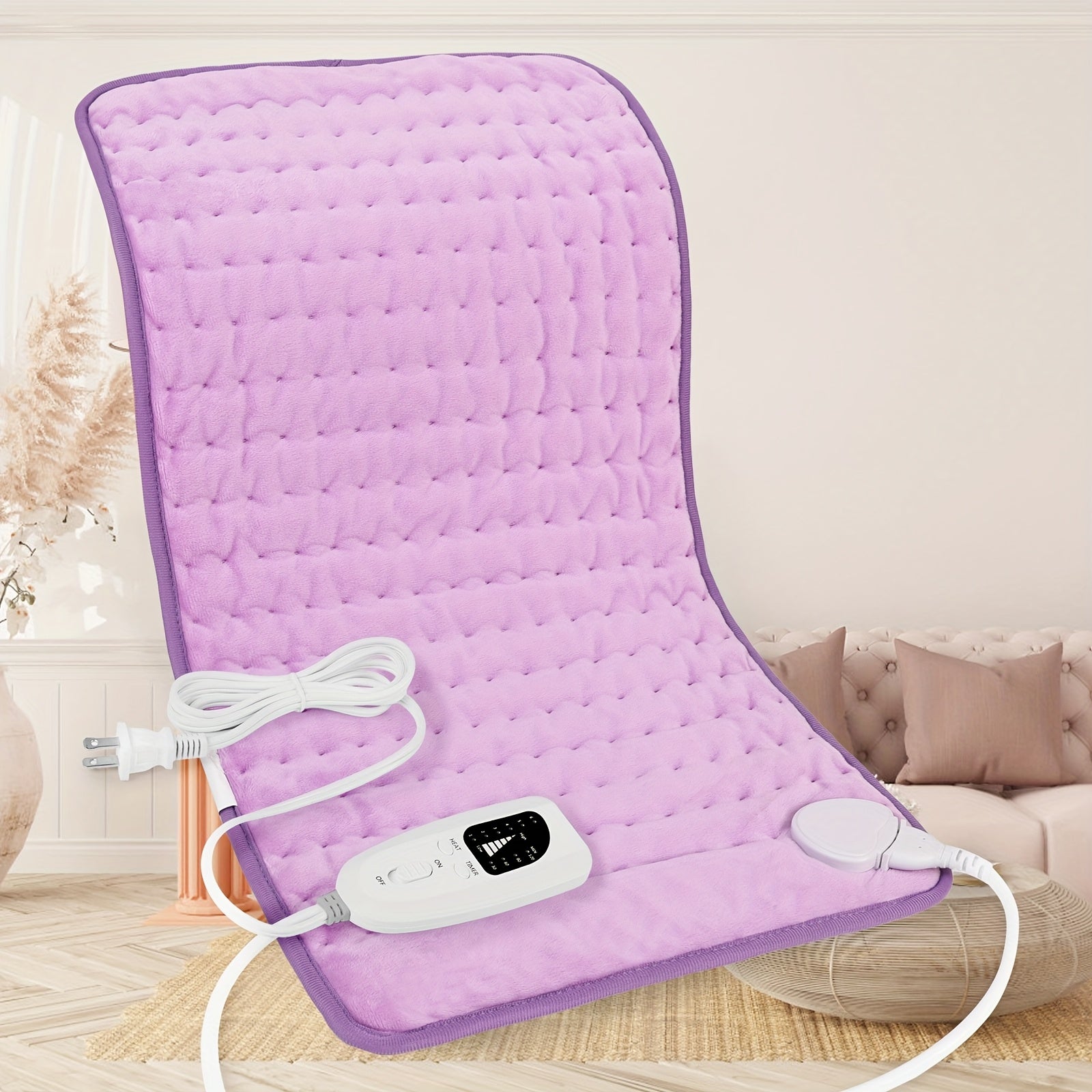 Extra Large Heating Pad, Electric Heating Pad, Portable, 24 "x12", 6 Heating Levels, Quickly Heats Up To 140 ° F, Automatically Shuts Off In 2 Hours, Leg, Shoulder, Knee, Neck Heating - Machine Washable, Ideal Gift For Paren