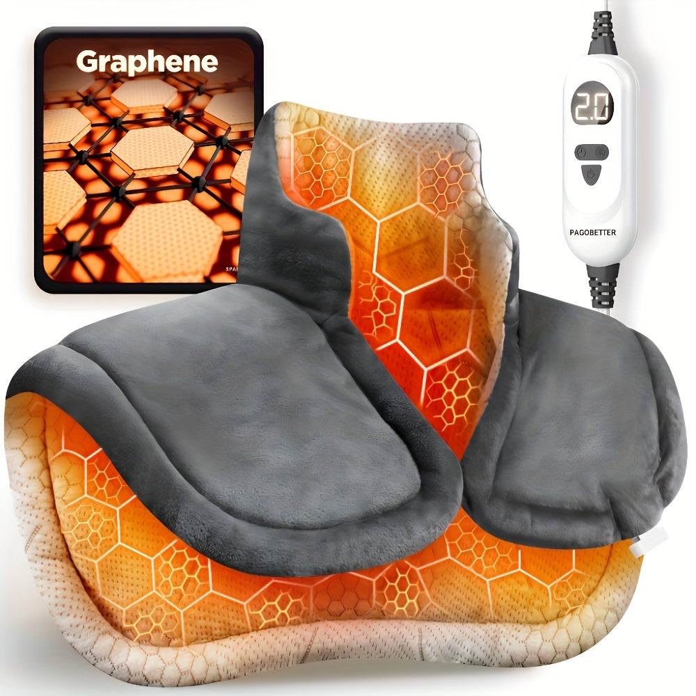 Graphene Heating Pad For Neck Shoulders Back, 3lb Weighted Electric Pad, Deep Heat With Precise Heating & Soft Flannel, 6 Heat Settings, 4 Timer Options, Auto Shut-Off, Machine Washable, 22"x18", Gifts For Women Men Mom Dad,