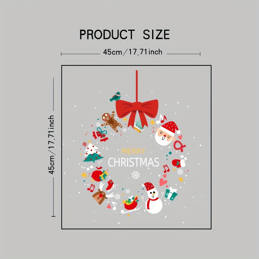 1pc 17.72inch*17.72inch Christmas Decoration Window Sticker, a Whole Piece of Static Electricity Sticker, Including Snowman, Santa Claus, Bow, Christmas Tree, Socks And Other Element Patterns, Suitable for Home, Bedroom, Scho