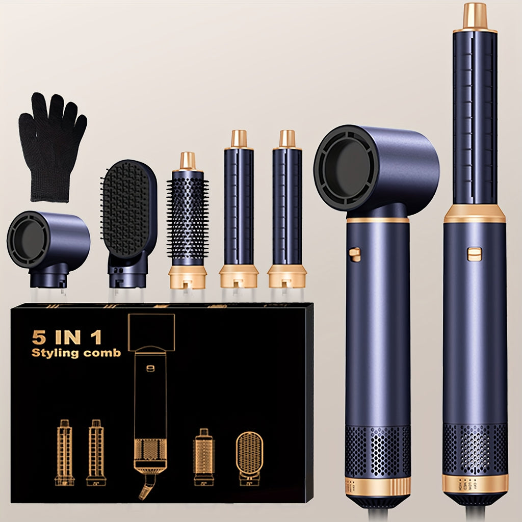5in 1 Blow Dryer Brush, Upgrade Hair Dryer Brush Air Curler Air Curling Wrap Styler, Detachable Hot Air Brush Negative Ion Curling Brush Iron, Hair Styling Tools for Drying Curling Straightening