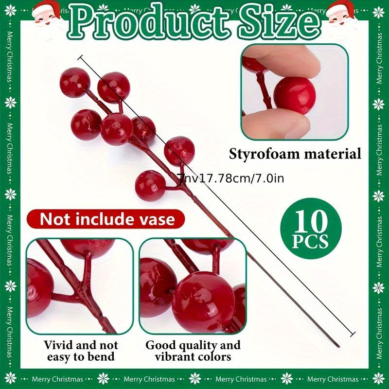 [Thanksgiving Christmas] 10/20Pcs of Pine Branches and Berry Combinations With Real Tactile Holly Plant, Suitable for Thanksgiving and Christmas Decoration, Suitable for Living Rooms, Dining Rooms, Offices, Coffee Shops, Hote