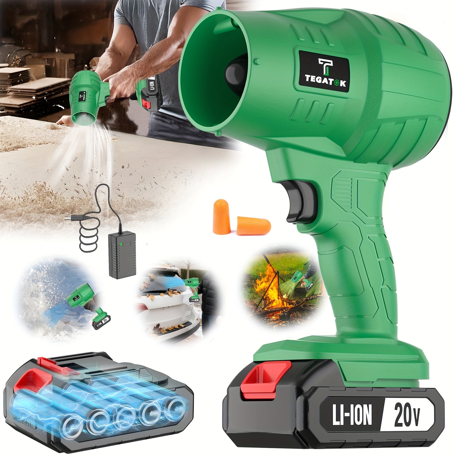 Turbo Jet Blower, 20000RPM Electric Cordless Leaf Blower, 20V 2.0/4.0AH Battery Jet Dry Blower, High Pressure Air Blower, Jet Blower Car Dryer, Hand Held Snow Blower, Home Outdoor, Blowing Leaves And Dust, Birthday Or Holiday