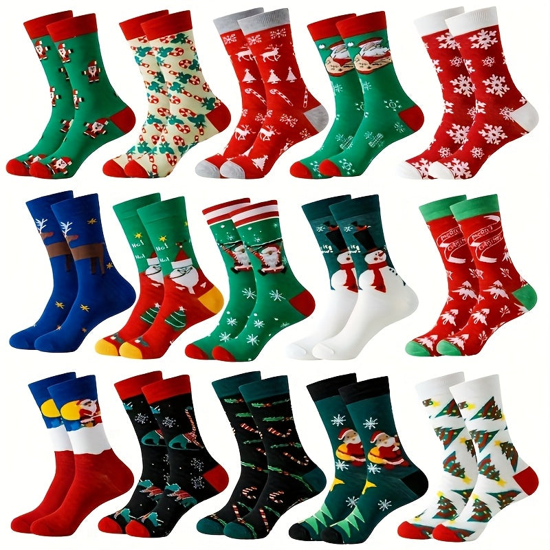 30 Pairs Of Christmas And Winter Socks Wholesale Set, Warm And Cold Resistant, Unisex, Santa Claus, Reindeer, Snowflakes, Happy New Year, Comfortable And Soft, Best for Christmas Gifts