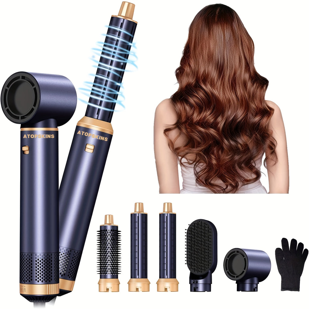 5in 1 Blow Dryer Brush, Upgrade Hair Dryer Brush Air Curler Air Curling Wrap Styler, Detachable Hot Air Brush Negative Ion Curling Brush Iron, Hair Styling Tools for Drying Curling Straightening