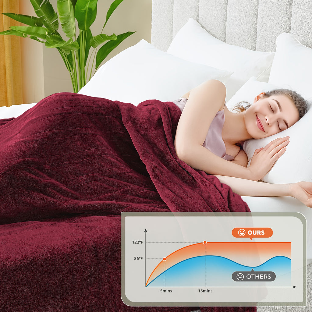 Heated Electric Blanket With All Size - Cozy Warm Double-sided Flannel Heated Blanket With 9 Heating Levels & 2/4/6/10 Hours Auto Off - Winter Comfort Heating Blanket, Gift Blanket, Machine Washable