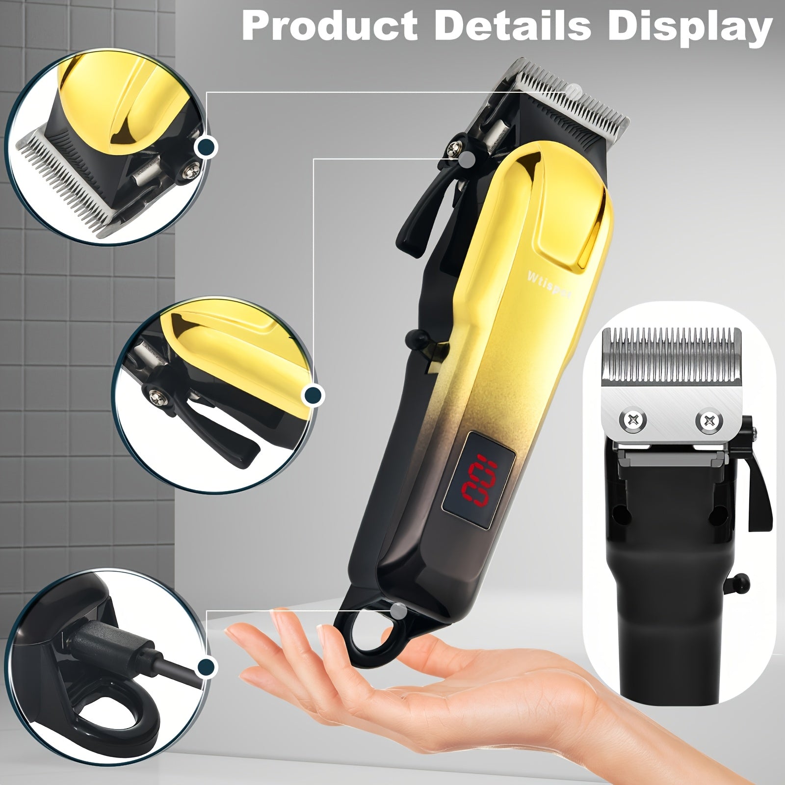 3-in-1 Set/2-in-1 Set/1pc Men's Hair Clipper Set And Beard Trimmer Set Men's Hair Clippers USB Charging Hair Clipper - LCD Power Display Suitable for Travel And Home Use, Comes with 4 Comb Attachments Men's Gift Birthday Gift