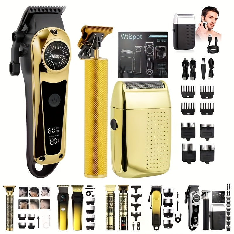 3-in-1 Set/2-in-1 Set/1pc Men's Hair Clipper Set And Beard Trimmer Set Men's Hair Clippers USB Charging Hair Clipper - LCD Power Display Suitable for Travel And Home Use, Comes with 4 Comb Attachments Men's Gift Birthday Gift