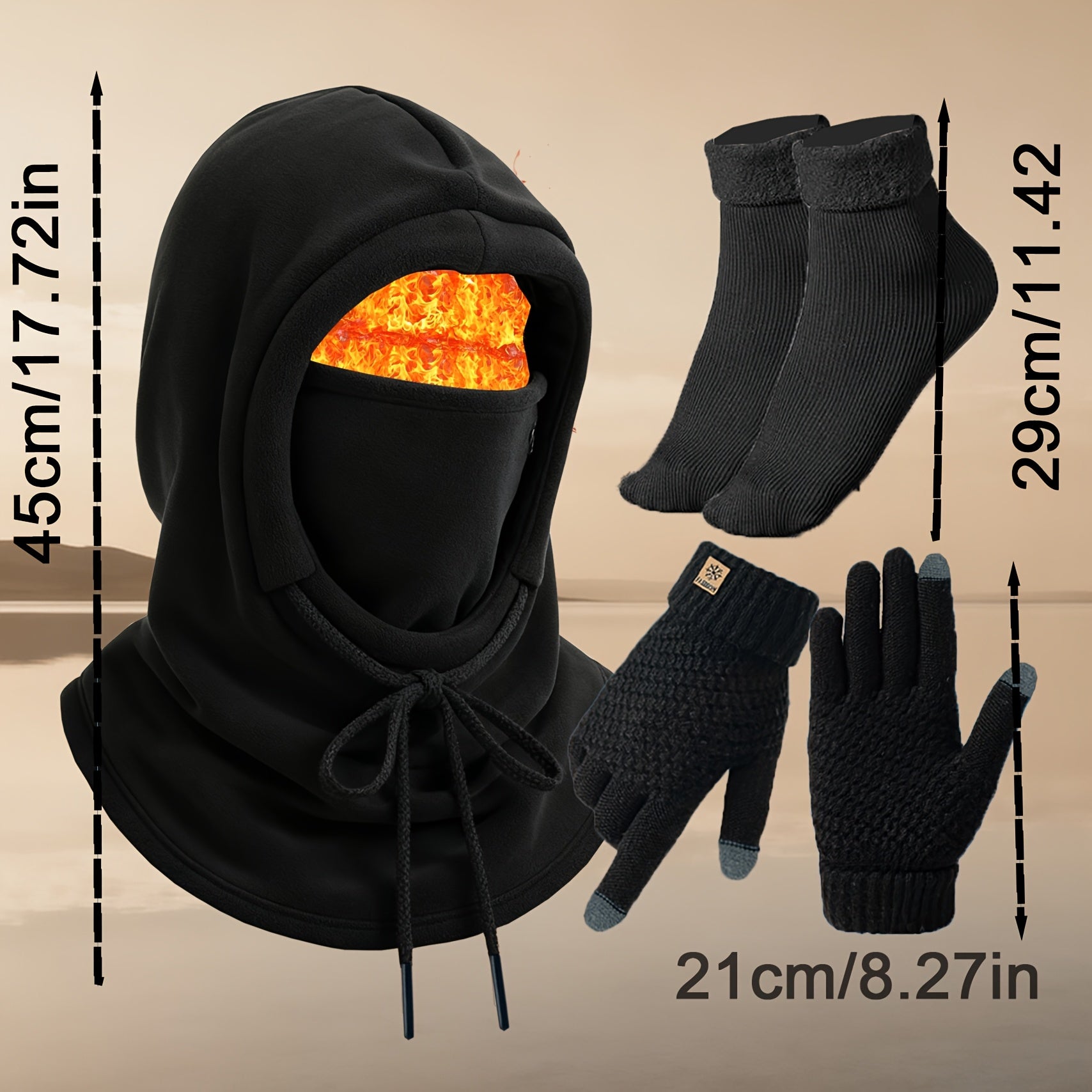 3pcs/4pcs Winter Hat, Head Cover, Neck Scarf, Gloves, Warm Socks Set