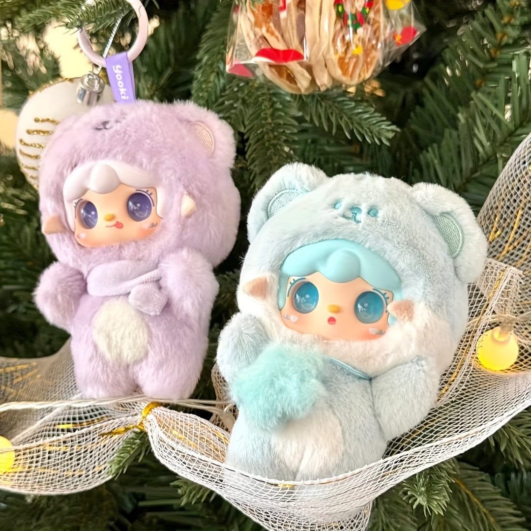 Multi-Color 1pc Genuine Yooki V4 Mysterious Teddy Bear Mystery Box Collectible Doll with Colorful Hair Accessories - Anime Plush, Expressive Eyes & Soft ABS Material, Perfect Gift for Teens & Adults (Halloween/Christmas/Easte