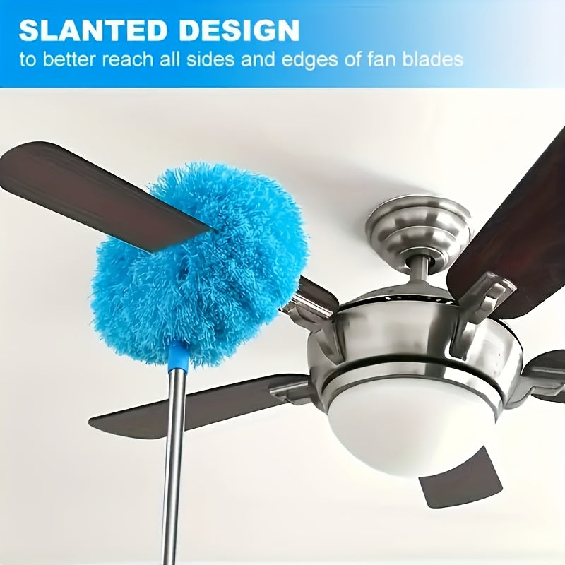 Microfiber Retractable Dust Mop Multi-functional Microfiber Fan Cleaner Set With Metal Handle For High Angle Ceilings, Furniture And Cars - Ideal For Bedrooms, Bathrooms, Kitchens And Living Rooms